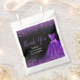 Dark Purple Dress Faux Glitter Quinceanera フェイバーバッグ