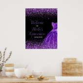 Dark Purple Dress Faux Glitter Quinceanera Welcome ポスター (キッチン)