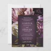 Dark Purple Fine Art Floral Budget Wedding Invite (正面)