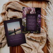 Dark Purple Fine Art Floral Elegant Wedding セーブザデート