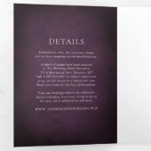 Dark Purple Fine Art Floral Elegant Wedding 三つ折り招待状 (内部最初)
