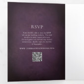 Dark Purple Fine Art Floral Elegant Wedding 三つ折り招待状 (内部最初)