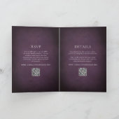 Dark Purple Fine Art Floral Elegant Wedding 招待状 (内部)