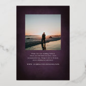 Dark Purple Fine Art Floral Elegant Wedding 箔招待状 (裏面)