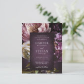 Dark Purple Fine Art Floral Wedding Invitation (スタンド正面)