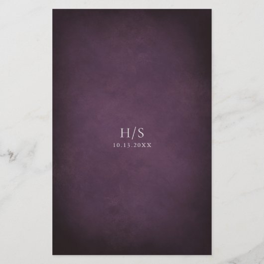 Dark Purple Fine Art Floral Wedding Menu (裏面)