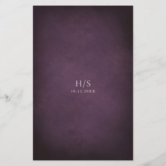 Dark Purple Fine Art Floral Wedding Menu チラシ (裏面)