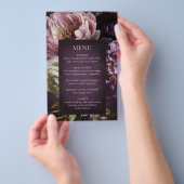 Dark Purple Fine Art Floral Wedding Menu チラシ (ハンドル)