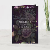 Dark Purple Floral Mason Jar QR Code Moody Wedding 招待状 (正面)