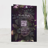 Dark Purple Floral Mason Jar QR Code Moody Wedding 招待状 (裏面)