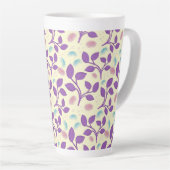 Dark Purple Floral Pattern | Aesthetic Seamless  カフェラテマグ (右アングル)