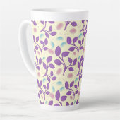 Dark Purple Floral Pattern | Aesthetic Seamless  カフェラテマグ (左アングル)