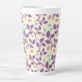 Dark Purple Floral Pattern | Aesthetic Seamless  カフェラテマグ (正面)