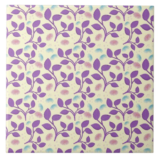 Dark Purple Floral Pattern | Aesthetic Seamless  タイル (正面)