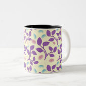 Dark Purple Floral Pattern | Aesthetic Seamless  ツートーンマグカップ (正面右)