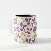 Dark Purple Floral Pattern | Aesthetic Seamless  ツートーンマグカップ (正面左)