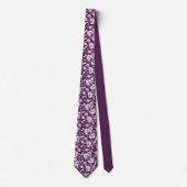 Dark Purple Floral Pattern Custom Necktie ネクタイ (正面)
