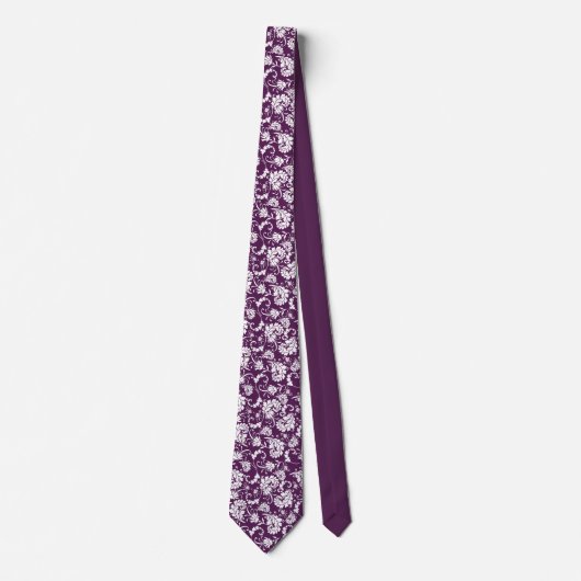 Dark Purple Floral Pattern Custom Necktie ネクタイ (正面)