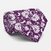 Dark Purple Floral Pattern Custom Necktie ネクタイ (ロール)