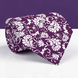 Dark Purple Floral Pattern Custom Necktie ネクタイ