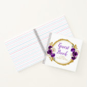 Dark Purple Gold Elegant Flowers Birthday Party ノートブック (内部)