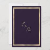 Dark purple gold luxury glitter drip Save the Date 招待状 (裏面)