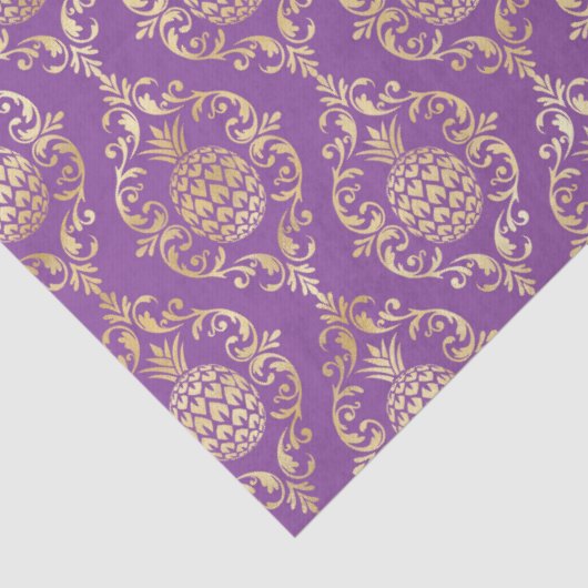 Dark Purple Gold Pineapple Damask  薄葉紙 (詳細)