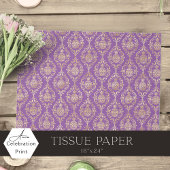 Dark Purple Gold Pineapple Damask  薄葉紙