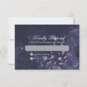 Dark Purple Gothic Boho Floral Wedding 出欠カード (正面)