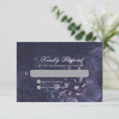 Dark Purple Gothic Boho Floral Wedding 出欠カード (スタンド正面)