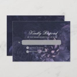 Dark Purple Gothic Boho Floral Wedding 出欠カード
