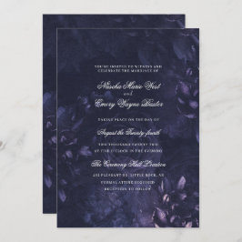 Dark Purple Gothic Boho Floral Wedding 招待状