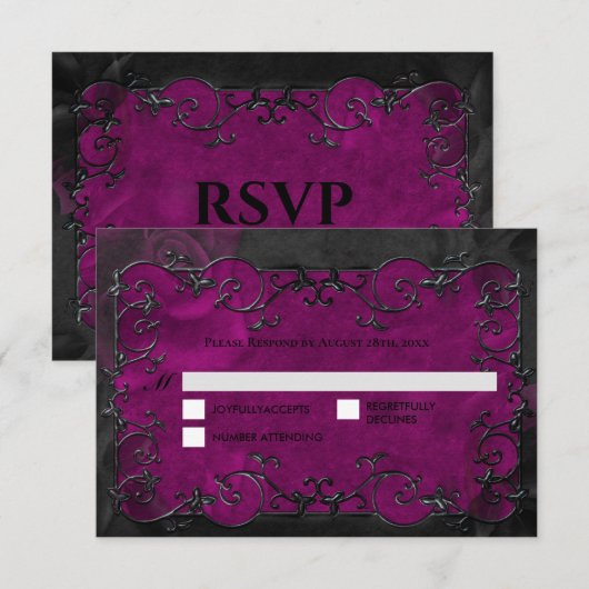Dark purple Gothic Halloween Wedding RSVP (正面/裏面)