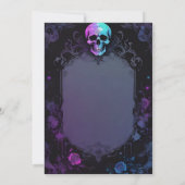 Dark Purple Gothic light Floral Skull Handfasting 招待状 (裏面)