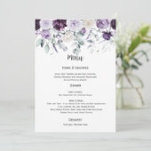 Dark Purple, Lavender, White Wedding Menu 招待状 (スタンド正面)