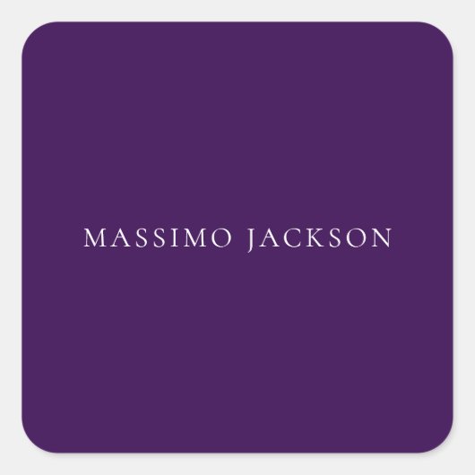 Dark Purple Minimalist Plain Modern スクエアシール (正面)