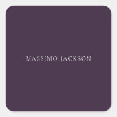 Dark Purple Minimalist Plain Modern スクエアシール (正面)