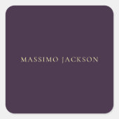 Dark Purple Minimalist Plain Modern  スクエアシール (正面)