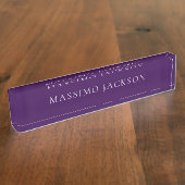 Dark Purple Minimalist Plain Modern  デスクネームプレート (側面)