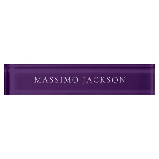 Dark Purple Minimalist Plain Modern  デスクネームプレート (正面)