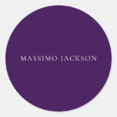 Dark Purple Minimalist Plain Modern  ラウンドシール (正面)