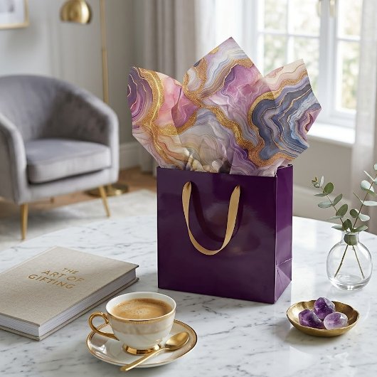 Dark Purple Pink Gold Marble 薄葉紙