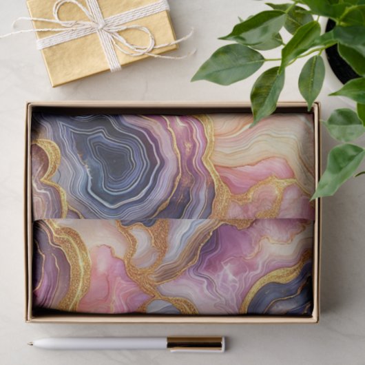 Dark Purple Pink Gold Marble 薄葉紙 (ギフト)