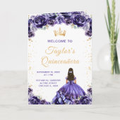 Dark Purple Princess Floral Quinceañera Program プログラム (正面)
