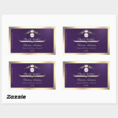 Dark Purple Product Label Gold Frame Logo Monogram 長方形シール (シート)
