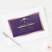 Dark Purple Product Label Rose Gold Frame Monogram 長方形シール (封筒)