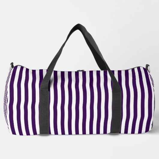 Dark Purple Striped Design | Stylish Travel & Gym  ダッフルバッグ (正面)