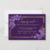 Dark Purple Wedding RSVP Violets Gold Frame (裏面)