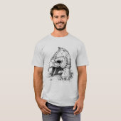 Dark Raven Warrior Helmet – Gothic Viking Sketch Tシャツ (正面フル)