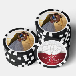 Dark Red結婚でのカップルのデザイン ポーカーチップ